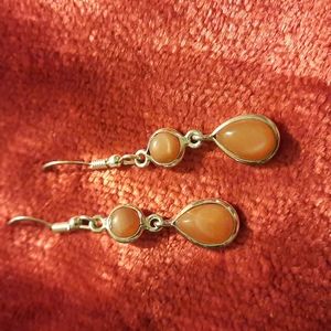 Moonstone (Pear) Earrings in Sterling Silver Nickel Free TGW 4.35 Cts.